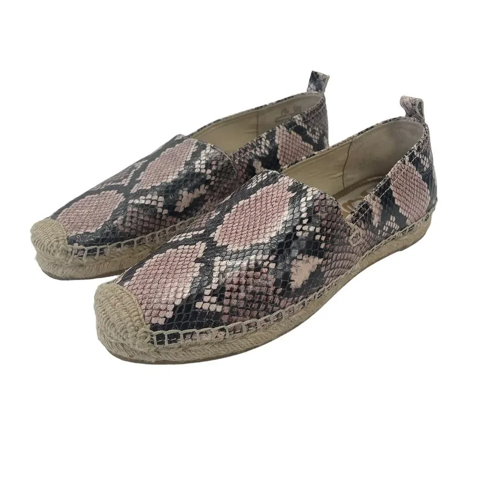 Sam Edelman Khloe Espadrille Pink Black Snakeskin Print Womens 6.5
